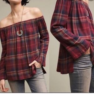 Cloth & Stone off the shoulder Flannel